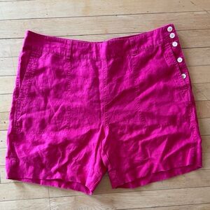 Women's Pink Button-Accent Shorts linen 16 Ralph Lauren